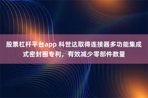 股票杠杆平台app 科世达取得连接器多功能集成式密封圈专利，有效减少零部件数量